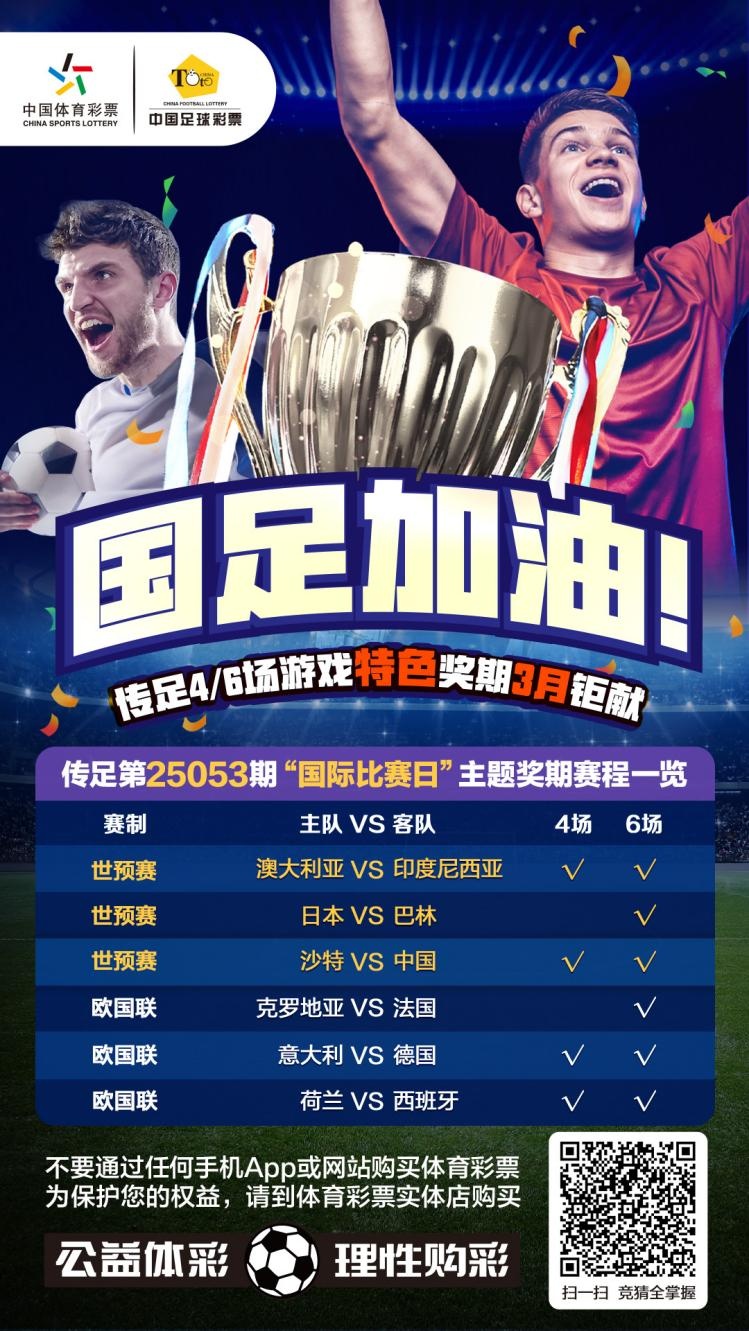 國足加油！傳足特色獎(jiǎng)期第25053期聚焦國際比賽日